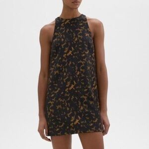 Theory Shift Dress in Brown Multi Tortoiseshell Printed Crepe Dress Size 8